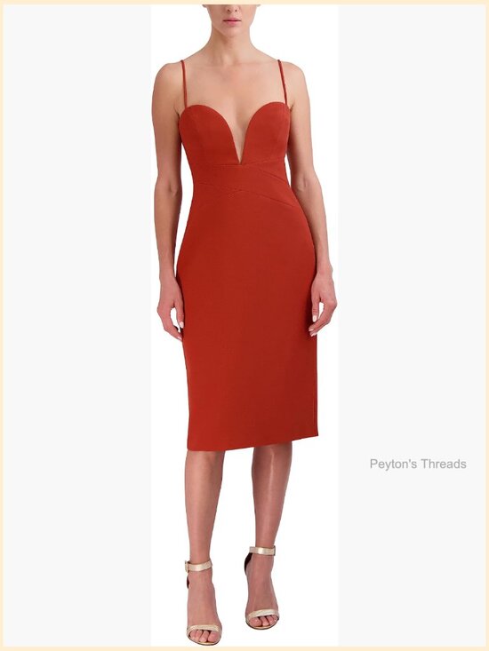 Dresses & Skirts - Sweetheart Neck Strapless Midi Cocktail Dress Sheath Silhouette Zipper Closure